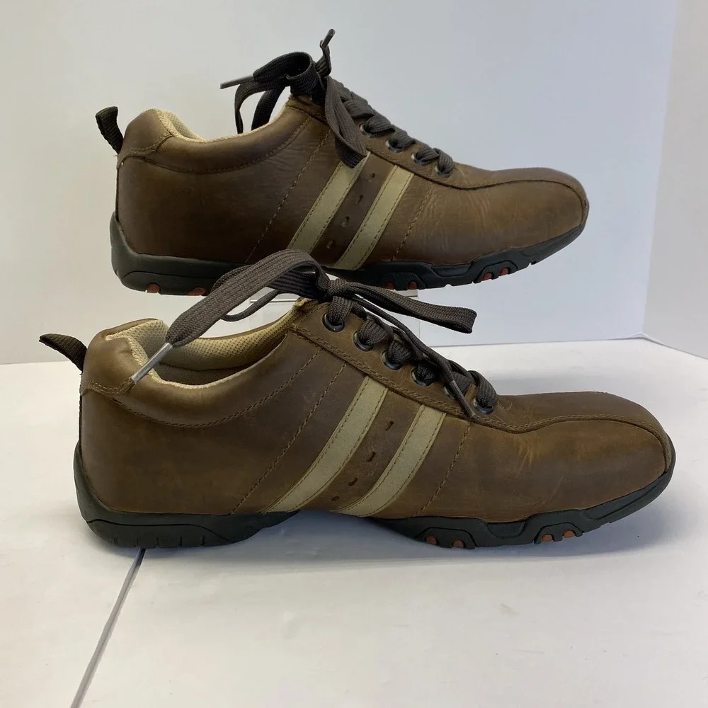 London Underground Shoes Mens 11 Riker Stone Square Toe Oxford Brown Leather EUC